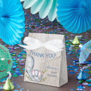 Jungle Safari Elephant Baby Shower Thank You Favor Box