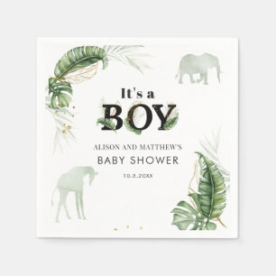 Jungle Safari Elephant Boy Baby Shower Napkin