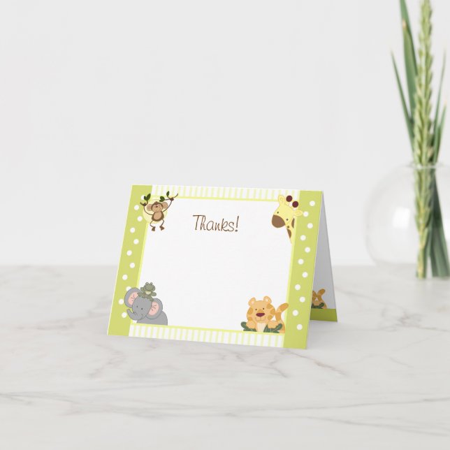 Jungle Safari Folded Thank you Note Card (Front)
