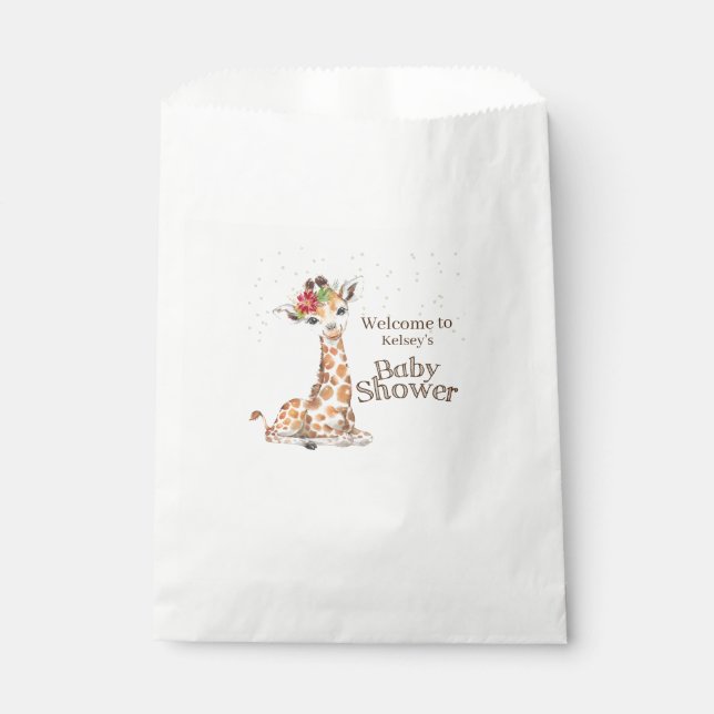 Jungle Safari Giraffe Baby Shower Favour Bag (Front)