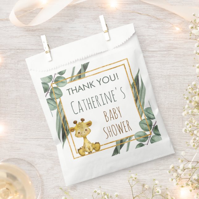 Jungle Safari Giraffe Baby Shower Thank You Favour Bag (Clipped)