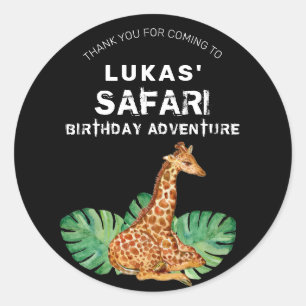 Jungle Safari Giraffe Birthday Thank You Classic Round Sticker