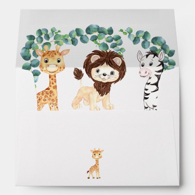 Jungle Safari Giraffe, Lion Zebra Envelope (Back (Bottom))