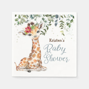 Jungle Safari Giraffe Personalized Baby Shower Napkin