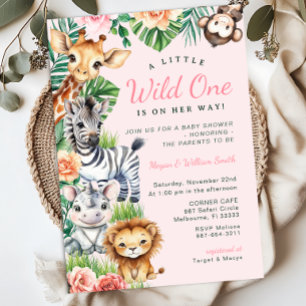 Jungle Safari Girl Baby Shower Couples Invitation