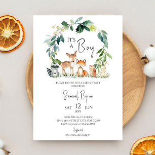 Jungle Safari Green Boy Baby Shower Invitation