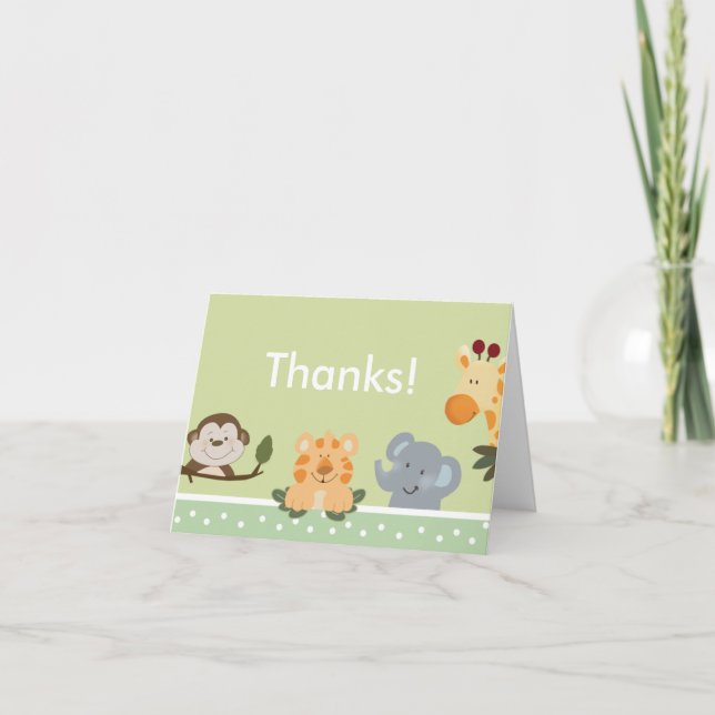 JUNGLE SAFARI GREEN  Folded Thank you note (Front)