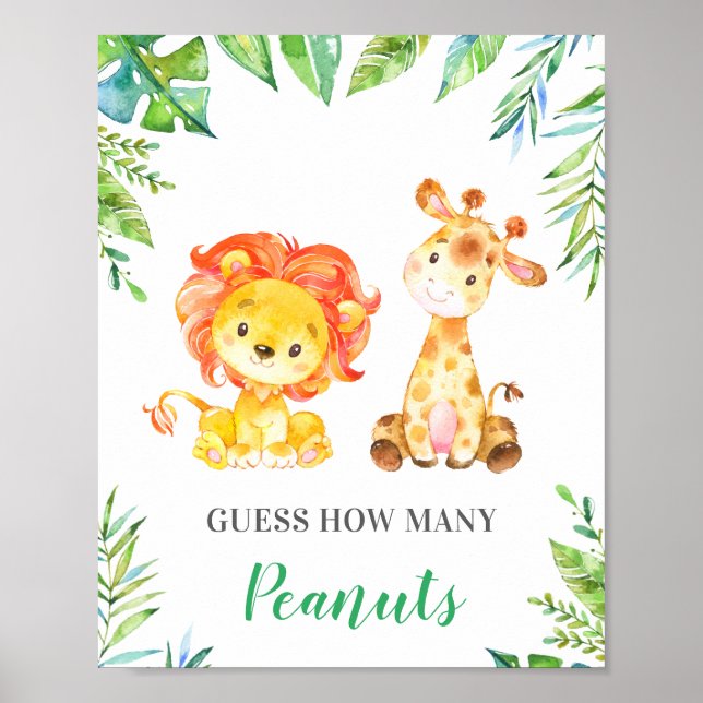 Jungle Safari Guess How Many Peanuts Baby Game Poster (Front)