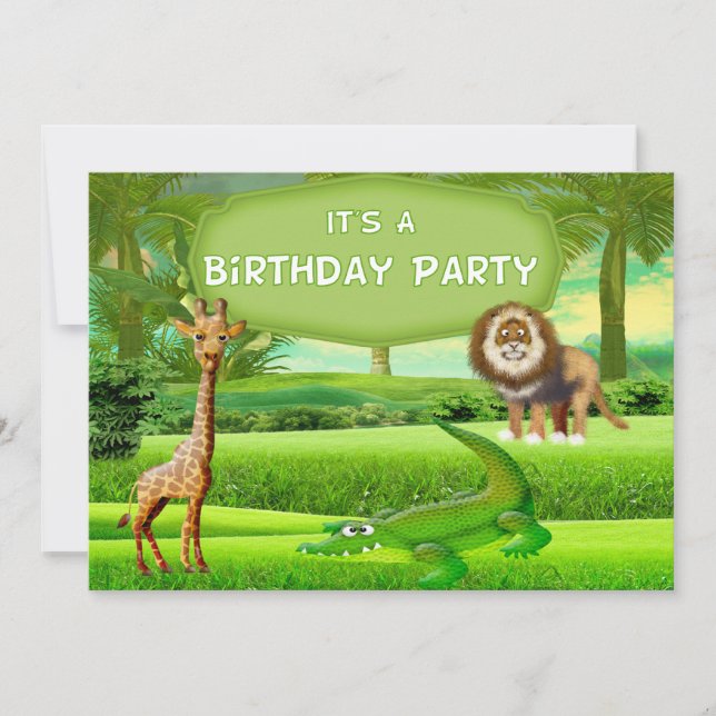Jungle Safari Invitation Anniversaire (Devant)