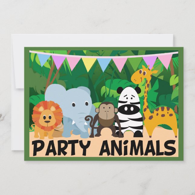 Jungle Safari Invitations d'anniversaire (Devant)