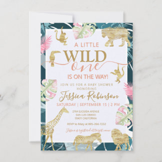 Jungle Safari It's A Girl Baby Shower Invitation