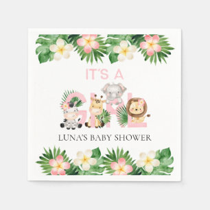 Jungle Safari It's a Girl Baby Shower Napkin