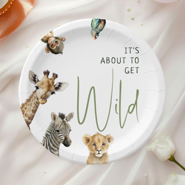 Jungle Safari It's About To Get Wild Baby Shower Paper Plate (Creator Uploaded)