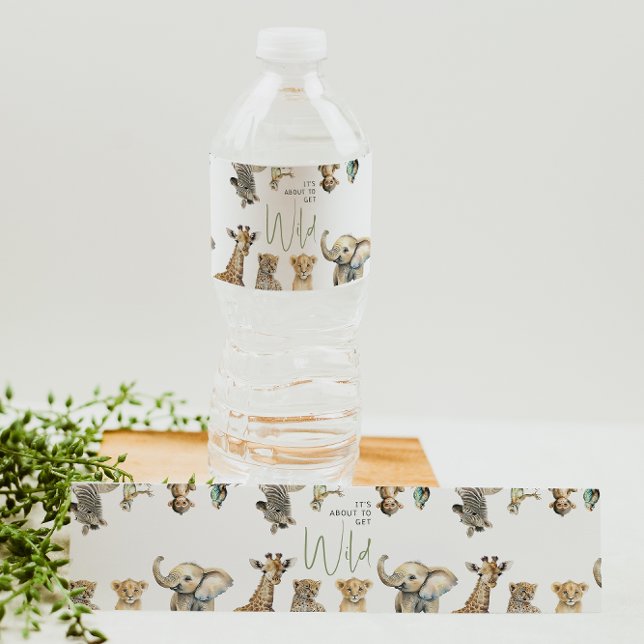 Jungle Safari It's About To Get Wild Baby Shower Water Bottle Label (Creator Uploaded)