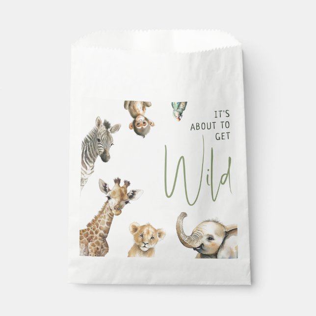 Jungle Safari It's about to wild Baby Shower Favour Bag (Front)