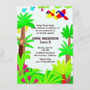 Jungle Safari Kid's Birthday Party Invitation