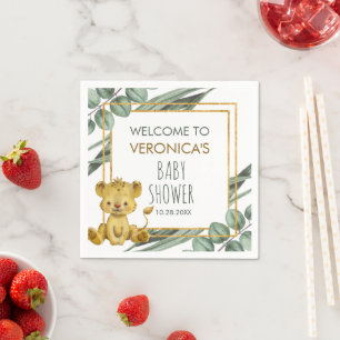 Jungle Safari Lion Baby Shower Welcome Napkin