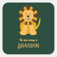 Jungle Safari Lion Bookplate Label, Book Sticker