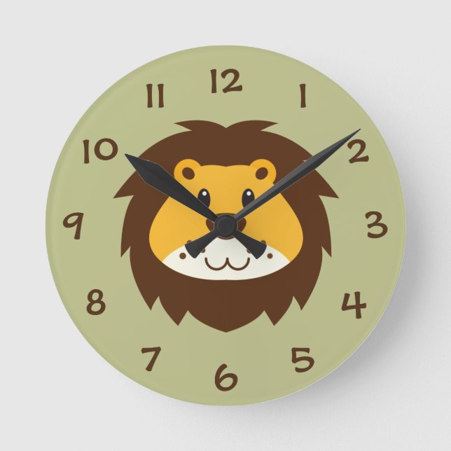 Jungle Safari Lion Enfants Nursery Horloge murale (Recto)