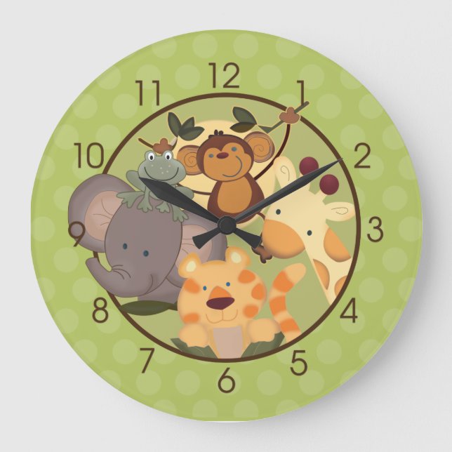 Jungle Safari Nursery Horloge murale (Recto)