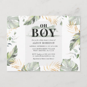 Jungle Safari Palm Leaves Giraffe Baby Shower Invitation Postcard