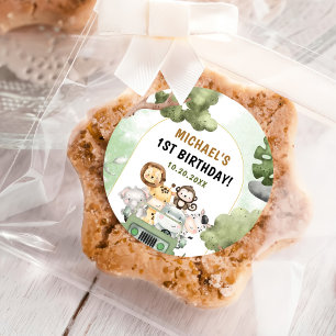 Jungle Safari Party Animals 1st Birthday Classic Round Sticker