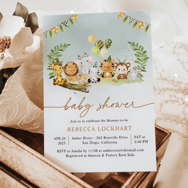 Jungle Safari Party Boy Baby Shower Invitation (Creator Uploaded)