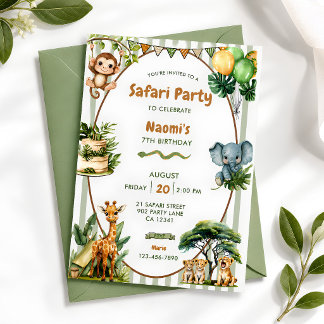 Jungle Safari Party Personalized Birthday Invitation
