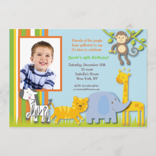 Jungle Safari  Photo Birthday Invitations