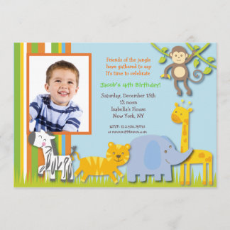 Jungle Safari Photo Birthday Invitations