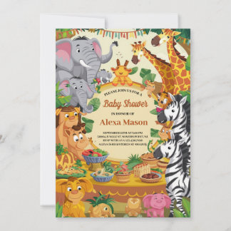Jungle Safari Theme Baby Shower Invitation