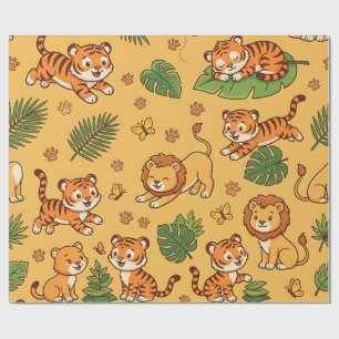 Jungle Safari Tiger & Lion Cub Wrapping Paper