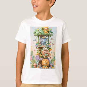Jungle Safari Tree Tower - Giraffe Elephant T-Shirt