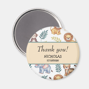 Jungle Safari Watercolor Animals Tropical Pattern Magnet