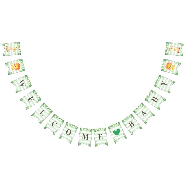 Jungle Safari Welcome Baby Boy Shower Lion Giraffe Bunting Flags (All)