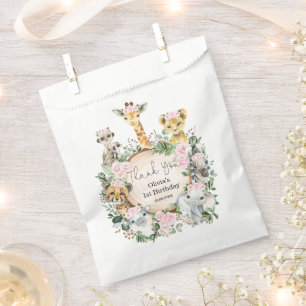 Jungle Safari Wild Animals Floral Girl Birthday Favour Bag