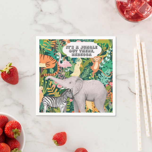 Jungle Safari Wild Animals Retirement Party Napkin (Insitu)