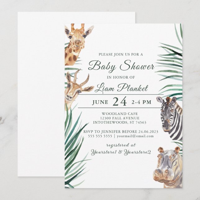 Jungle Safari Wild Baby Shower Invitation (Front/Back)