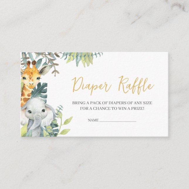 Jungle Safari Wild One Baby Shower Diaper Raffle Enclosure Card (Front)