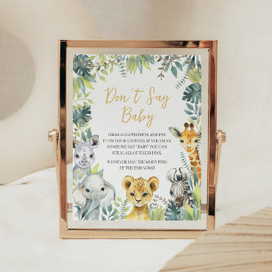 Jungle Safari Wild One Baby Shower Don't Say Baby Poster