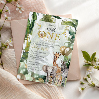 Jungle Safari Wild One Baby Shower Invitation