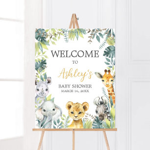 Jungle Safari Wild One Baby Shower Welcome Poster