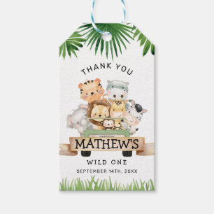 Jungle Safari Wild One Birthday Favour Tags