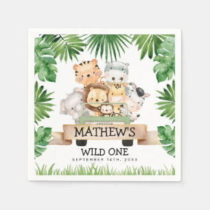 Jungle Safari Wild One Birthday Paper Napkins