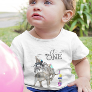 Jungle Safari Wild One Birthday Party Animal  Baby T-Shirt