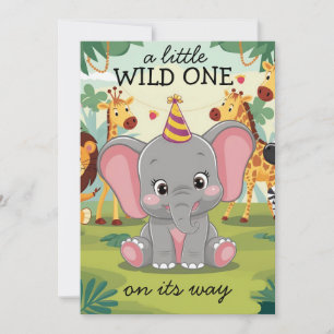 Jungle Safari Wild One boy 1st Birthday Invitation