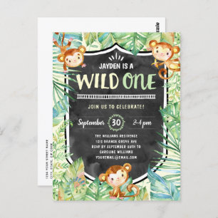 Jungle Safari Wild One First Birthday Party Postcard