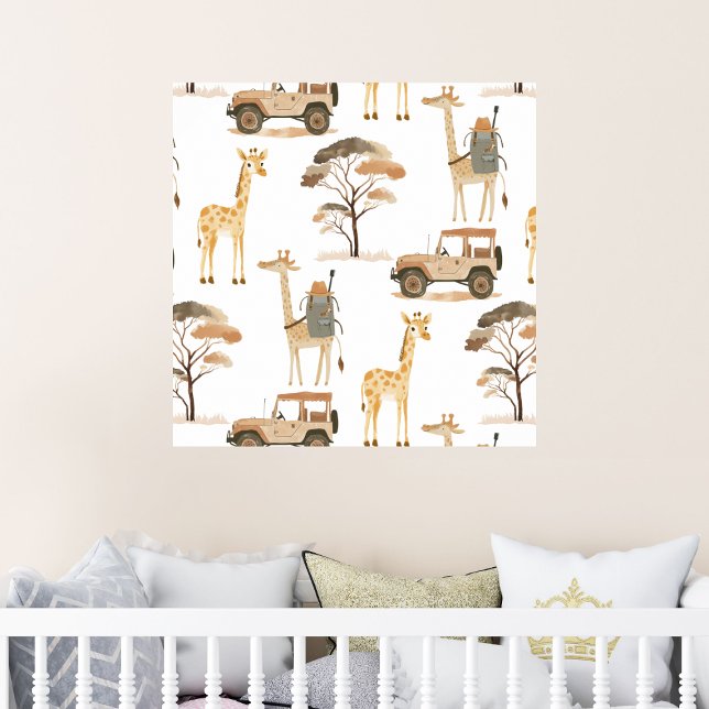 Jungle Safari with Giraffes Nursery Pattern Poster (Creator Uploaded)