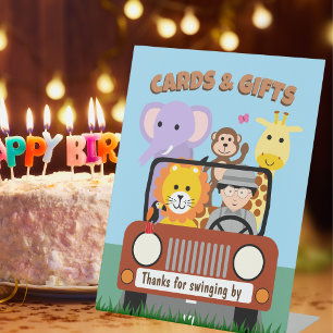 Jungle Safari Zoo Animal Baby Shower Cards & Gifts Pedestal Sign
