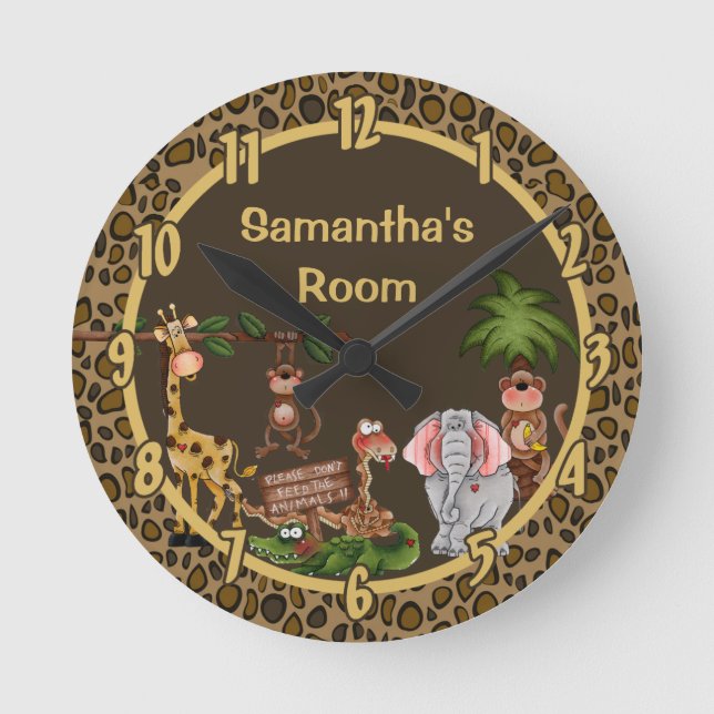Jungle Safari Zoo Animal Giraff Personalized Clock (Front)